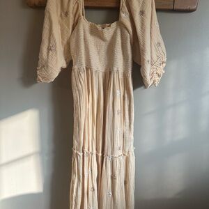 Free People Yellow Long Sleeve Dress